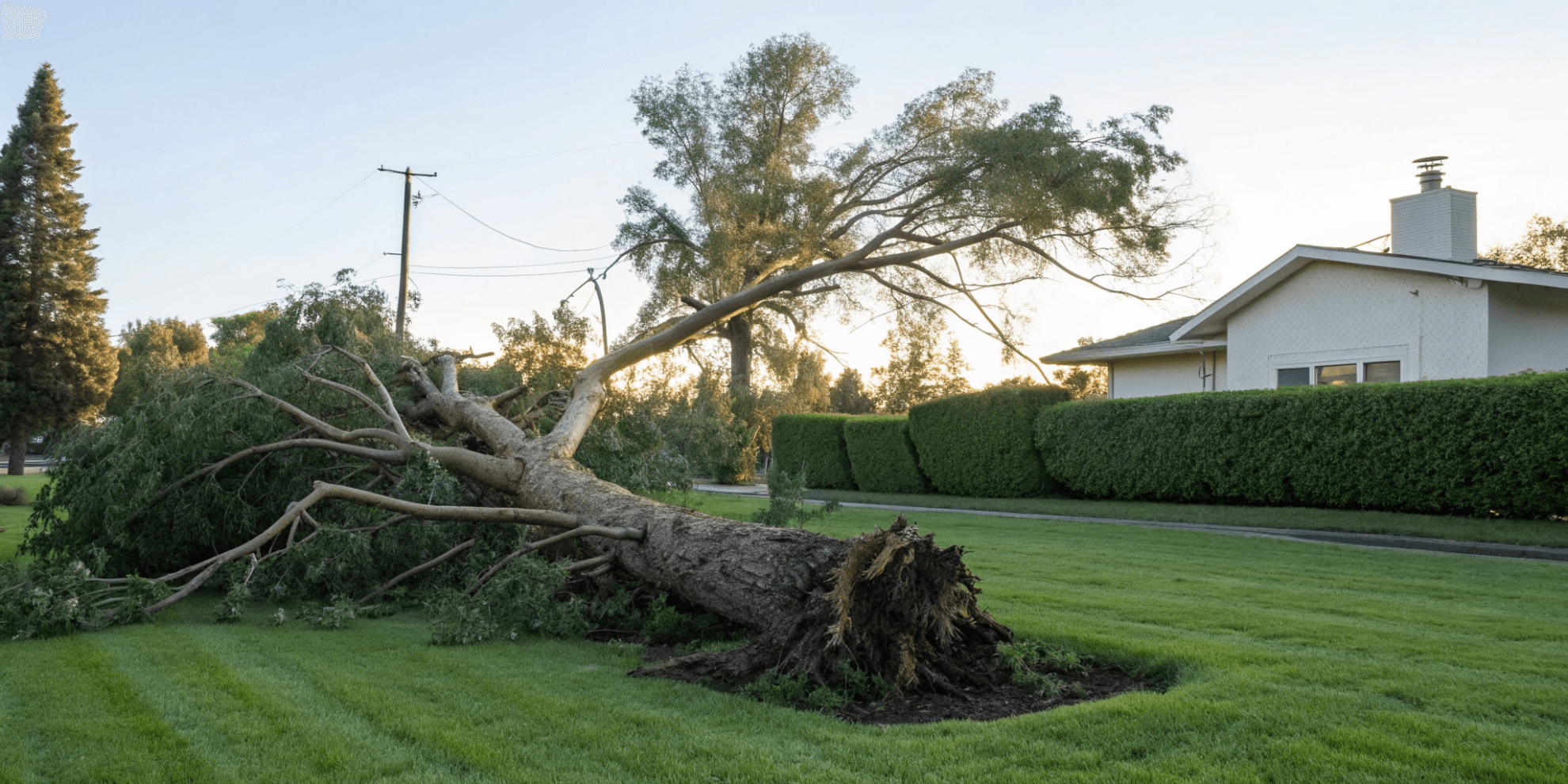 The cost to remove a large fallen tree from a home's front yard.