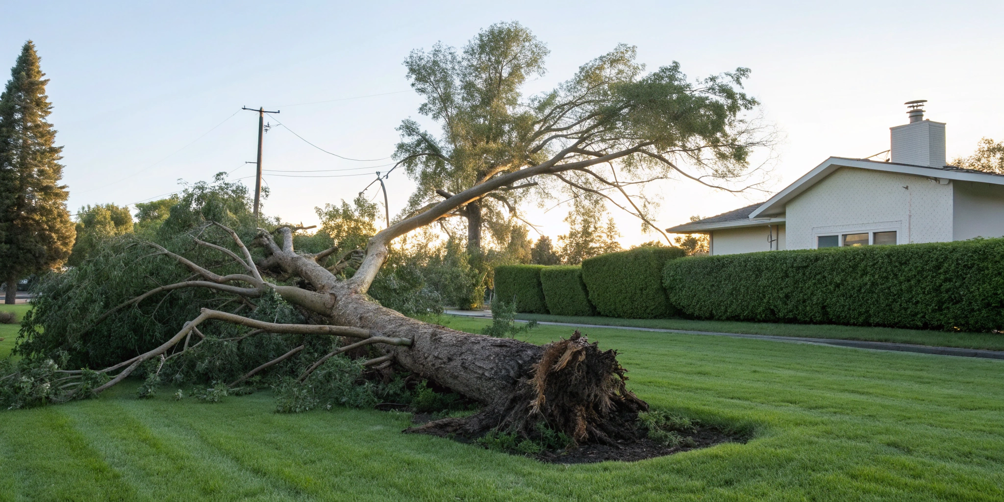 The cost to remove a large fallen tree from a home's front yard.