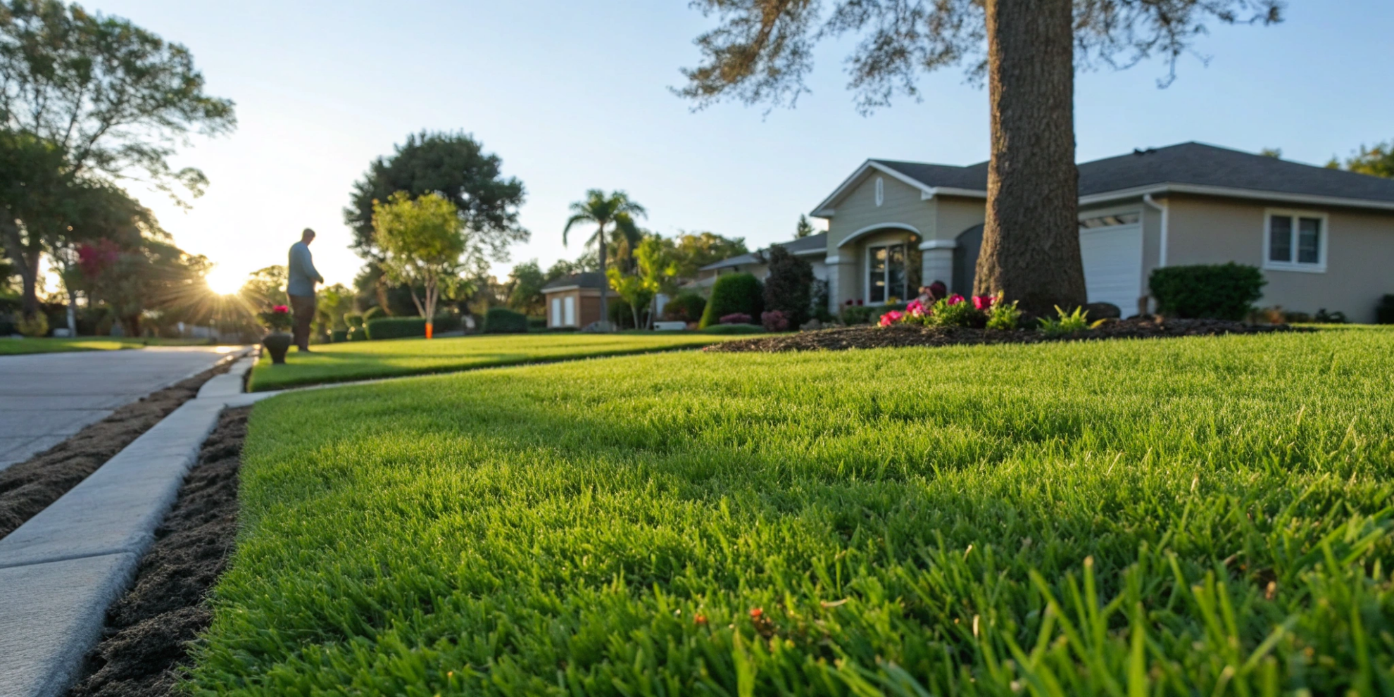 Professional sod installation creating a perfect residential lawn.