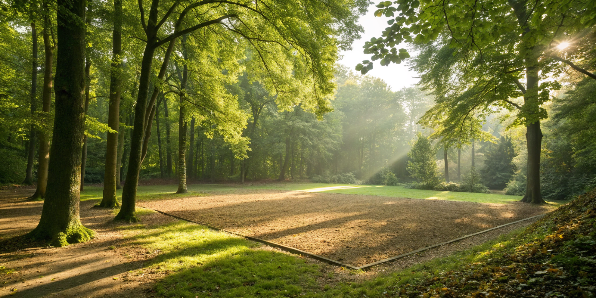 A plot of land cleared of trees and brush, prepared for a new building project.