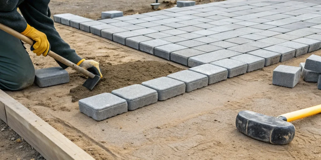 How to lay 12x12 pavers on a level sand base prepared over dirt.