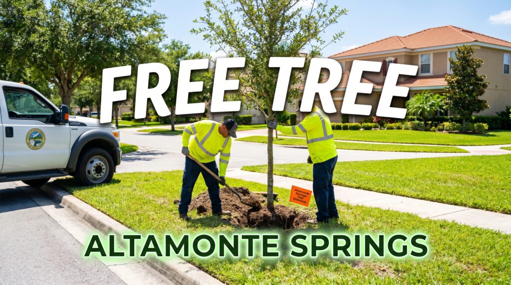 Young live oak planted in Altamonte Springs right-of-way under the F.A.S.T. program
