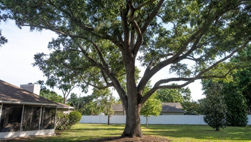 Large healthy oak tree in an Apopka Florida residential yard