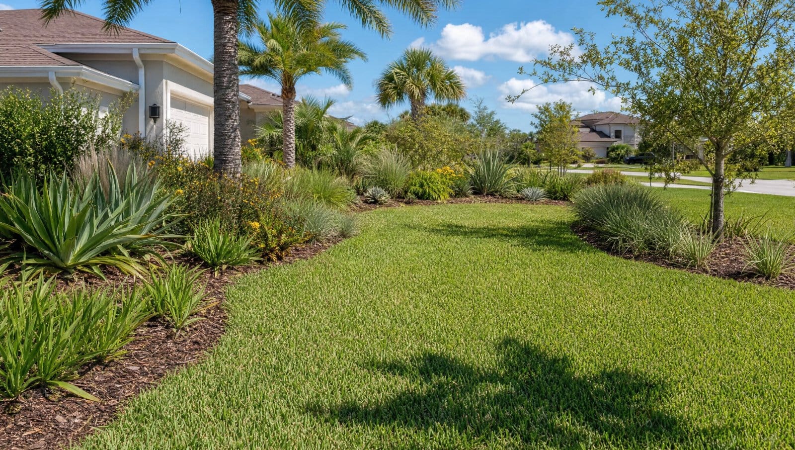 Drought-tolerant Florida lawn and landscape with hardy grass and native plants