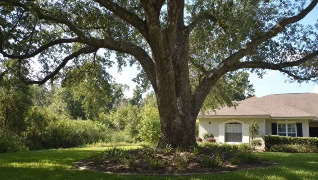 Large healthy oak tree in an Oviedo Florida residential yard